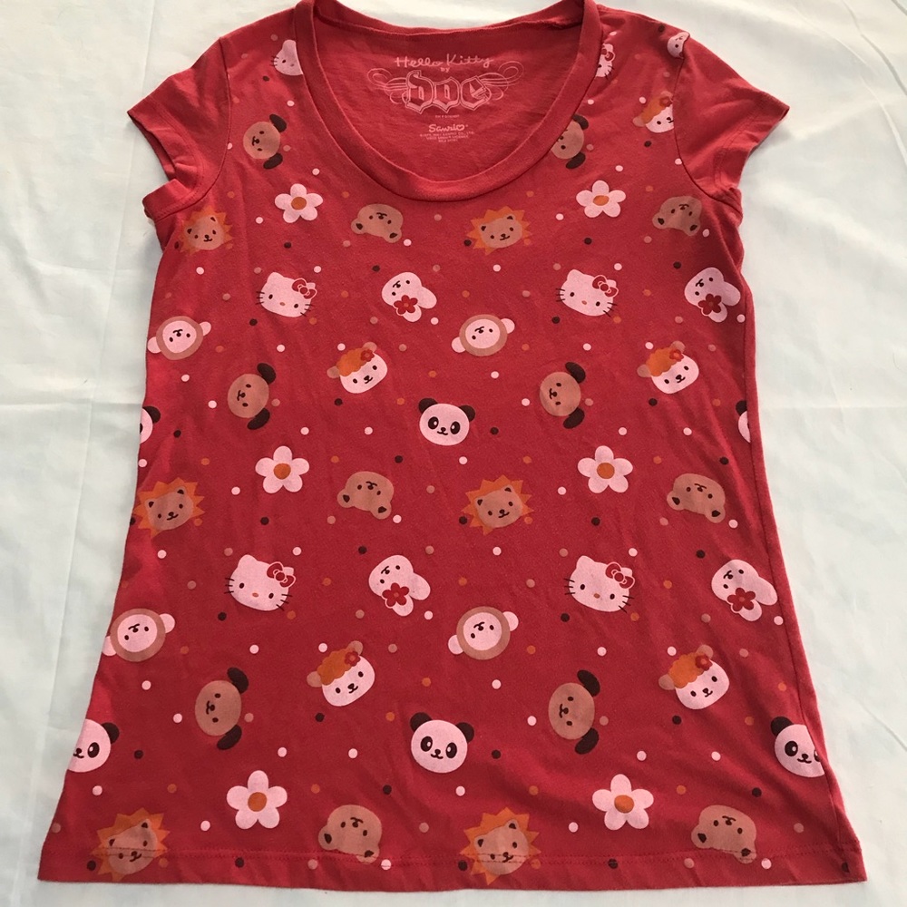 Hello Kitty Tee DOE Panda Bunny Dog Red polka Dots - Picture 2 of 6